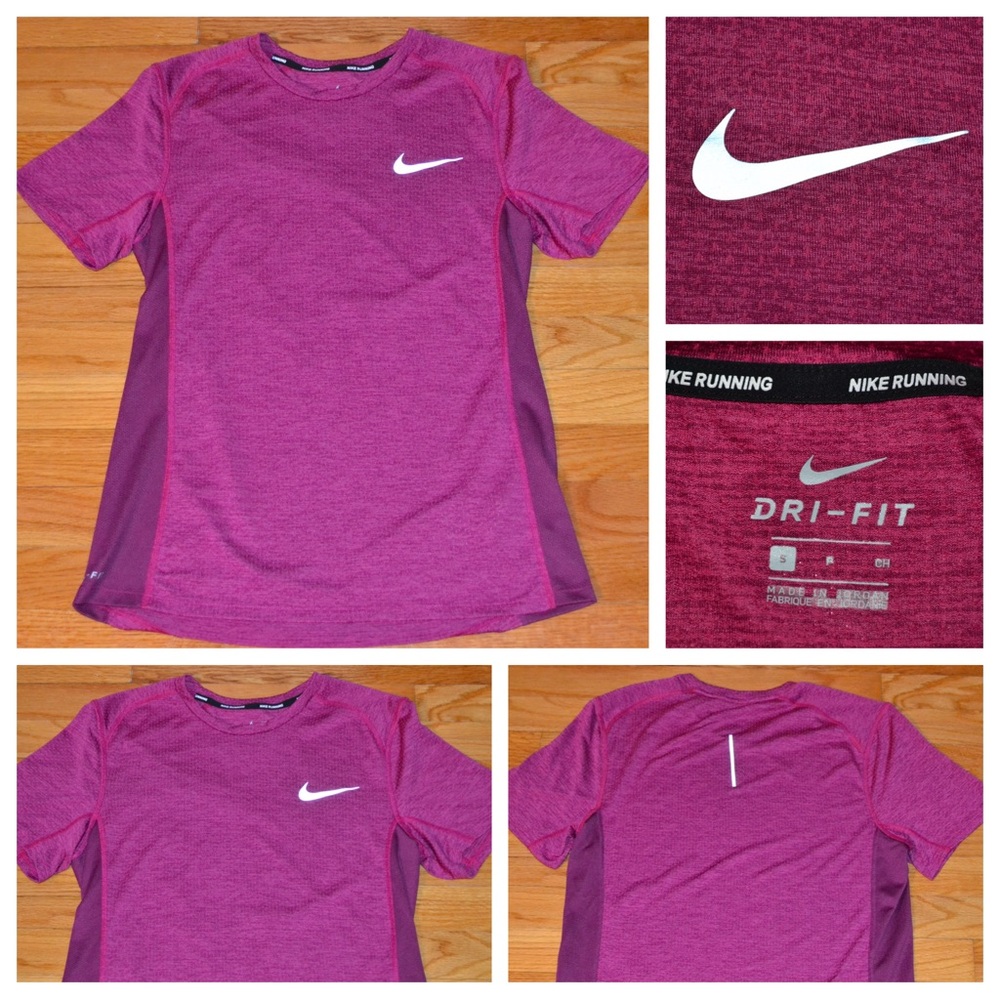 Men’s Nike Running Dri-fit magenta tee, size S